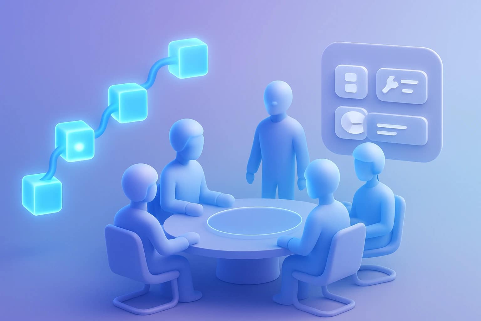 20250807 1303 Futuristic AI Collaboration Scene simple compose 01k21q4k0xf1hbaqhe7jmeh0dz